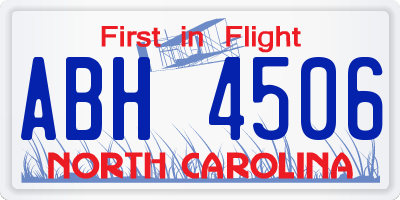 NC license plate ABH4506