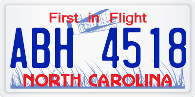 NC license plate ABH4518