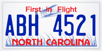 NC license plate ABH4521