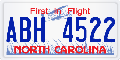 NC license plate ABH4522