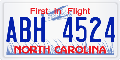 NC license plate ABH4524