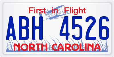 NC license plate ABH4526