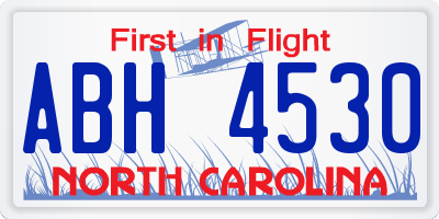 NC license plate ABH4530