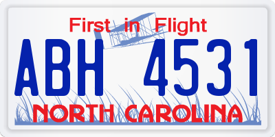 NC license plate ABH4531