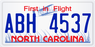 NC license plate ABH4537