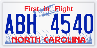 NC license plate ABH4540
