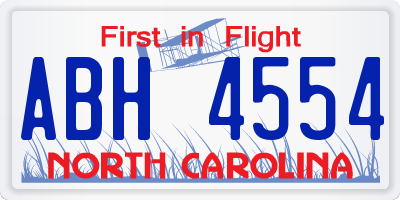 NC license plate ABH4554