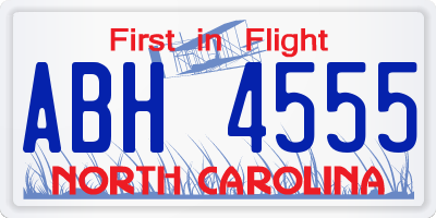 NC license plate ABH4555