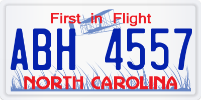 NC license plate ABH4557