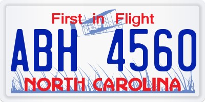 NC license plate ABH4560