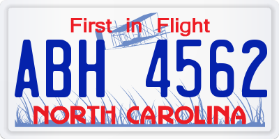 NC license plate ABH4562