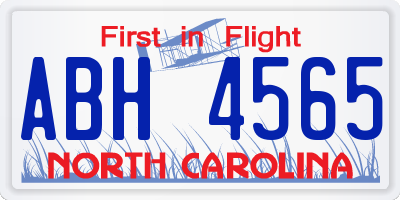 NC license plate ABH4565