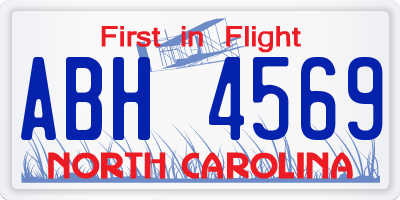 NC license plate ABH4569