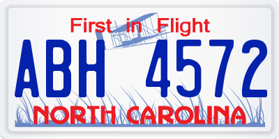 NC license plate ABH4572