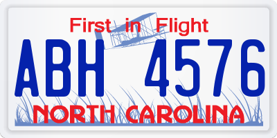 NC license plate ABH4576
