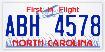 NC license plate ABH4578