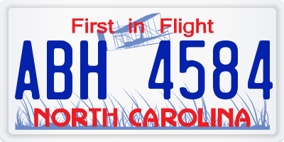 NC license plate ABH4584