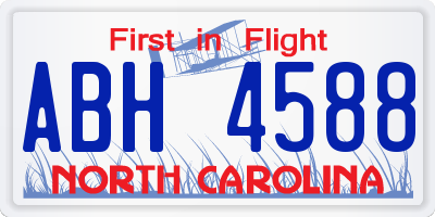 NC license plate ABH4588
