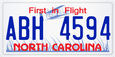NC license plate ABH4594