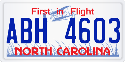 NC license plate ABH4603