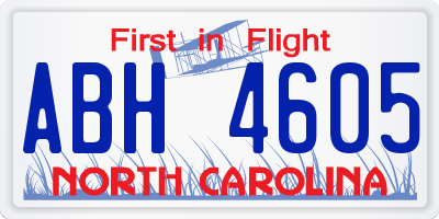 NC license plate ABH4605