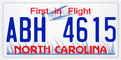 NC license plate ABH4615