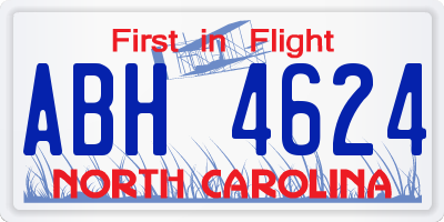 NC license plate ABH4624