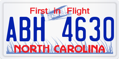 NC license plate ABH4630