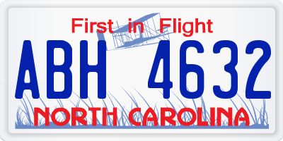 NC license plate ABH4632