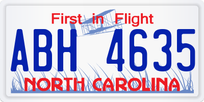 NC license plate ABH4635