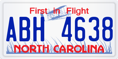 NC license plate ABH4638