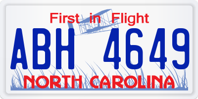 NC license plate ABH4649