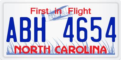 NC license plate ABH4654