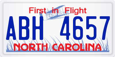 NC license plate ABH4657