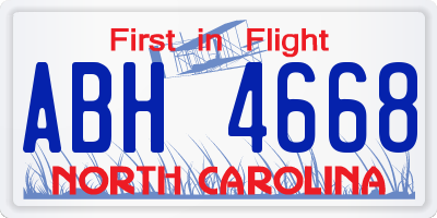 NC license plate ABH4668