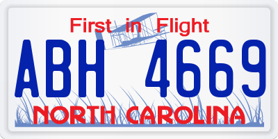 NC license plate ABH4669