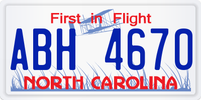 NC license plate ABH4670