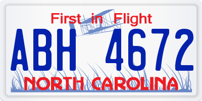 NC license plate ABH4672
