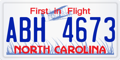 NC license plate ABH4673