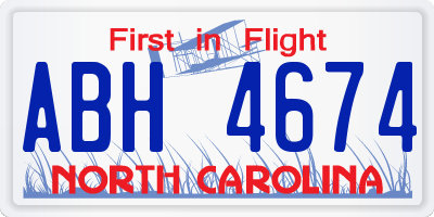 NC license plate ABH4674