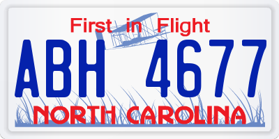NC license plate ABH4677