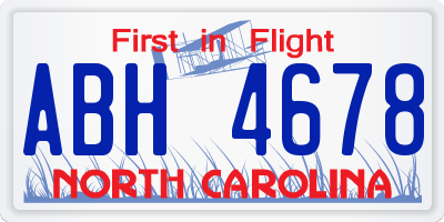 NC license plate ABH4678