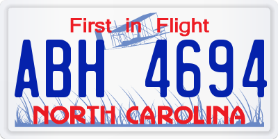 NC license plate ABH4694