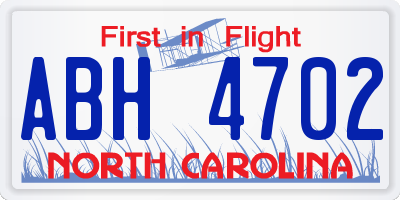 NC license plate ABH4702