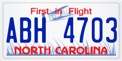 NC license plate ABH4703