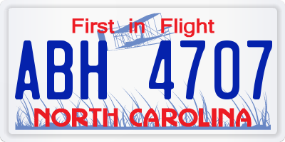 NC license plate ABH4707