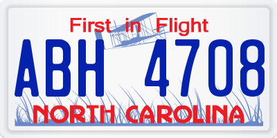 NC license plate ABH4708