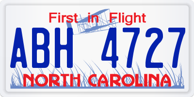 NC license plate ABH4727