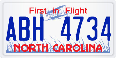 NC license plate ABH4734