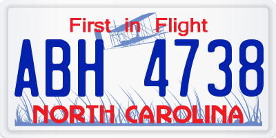 NC license plate ABH4738